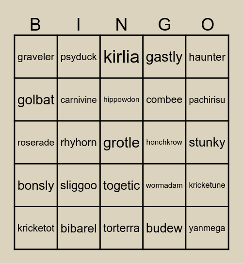 Crimson Mirelands Shiny Bingo Card