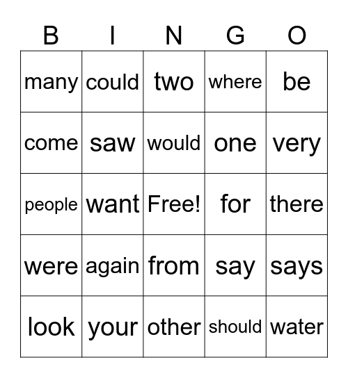 Yellow Group Bingo Card