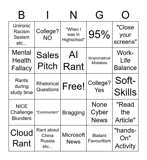 Tumelty Bingo Card Bingo Card