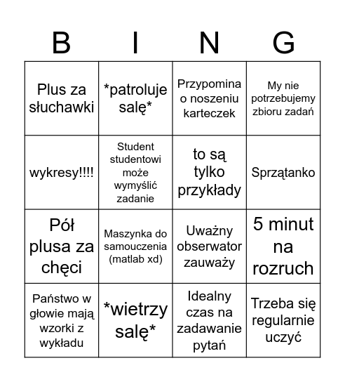 Laby z przemkiem <3 Bingo Card