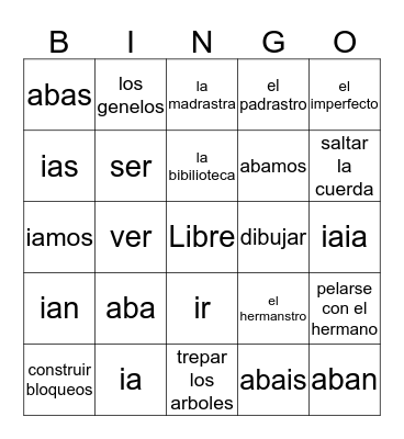 Spanish Bingo Card