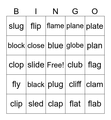L Blends - L Bingo Card
