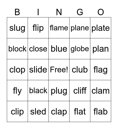 L Blends - L Bingo Card