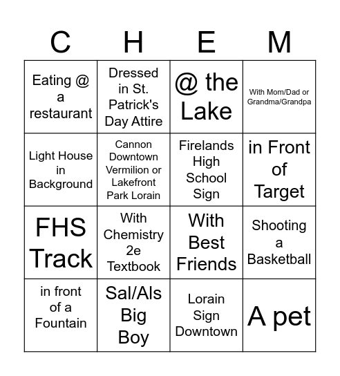 Picture Bingo Exam Extra Credit Bingo Card