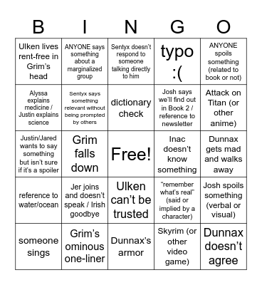 An Ocean of Others Ch 25 Bingo Card