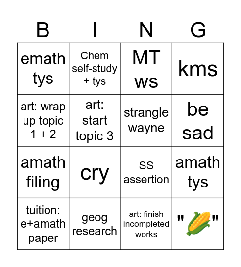 Untitled Bingo Card