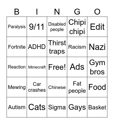 Instagram reels bingo Card