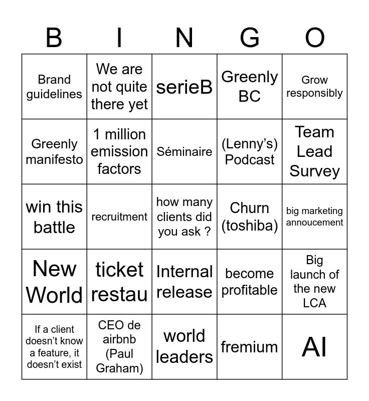 All Hands 14/03/2024 Bingo Card