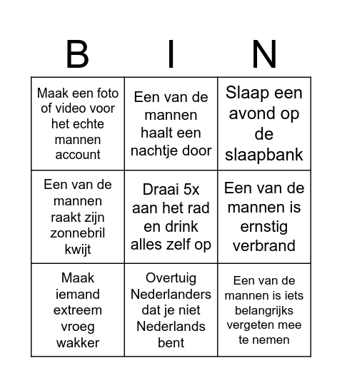 Vakantie Bingo #1 Bingo Card