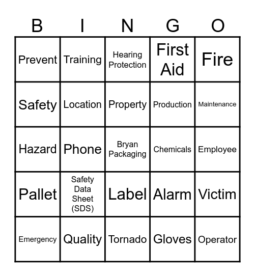 Safety Bingo 2024 Bingo Card