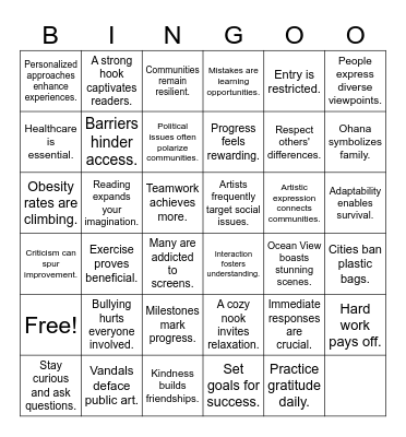 Vocabulary BINGO Card