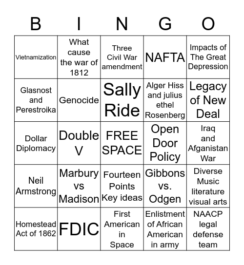 VA/US History Bingo Card