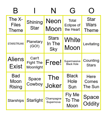 Celestial Jamz Bingo Card