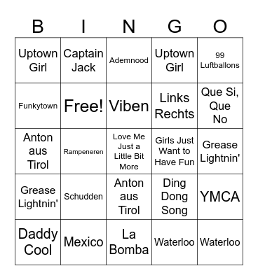 Muziek bingo Card