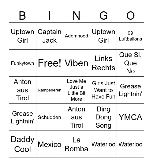 Muziek bingo Card