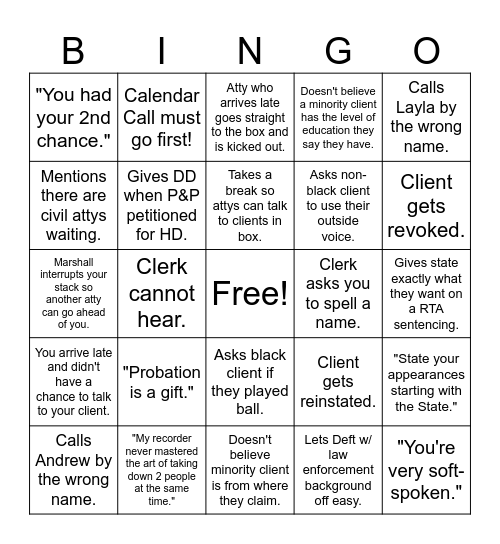 DC22 Bingo Card