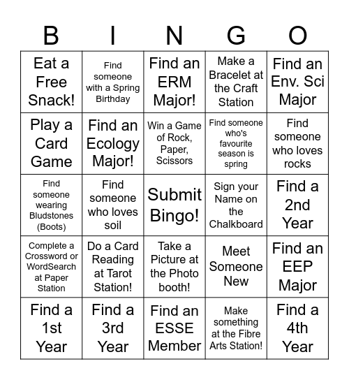 Esse's End of Semester Bash BINGO! Bingo Card