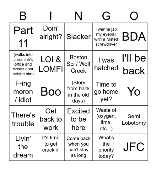 Things Mike Says - Bingo v2 Bingo Card