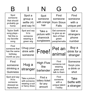 St. Patrick's Day Pub Crawl 2 SD Bingo Card