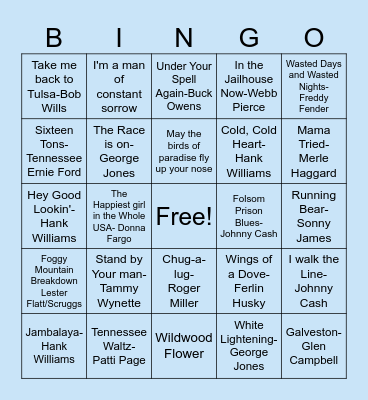 Classic Country Bingo Card
