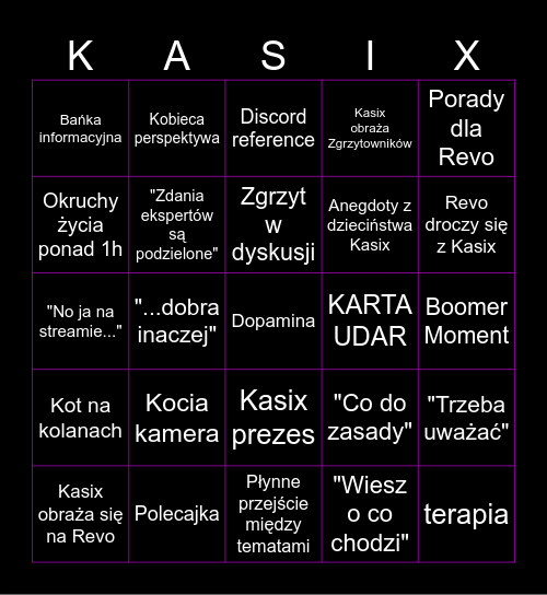 KASIX SIĘ PODDAJE Bingo Card