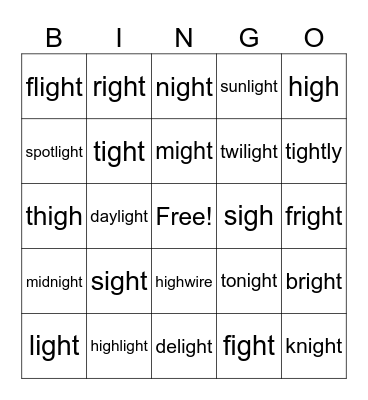 igh BINGO Card