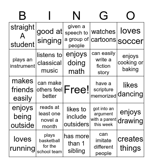 Human Bingo Card