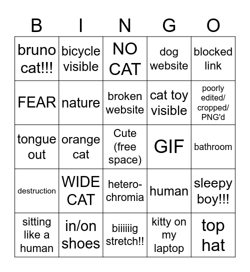 cat website bingo Card