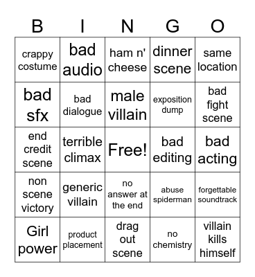 madam web Bingo Card