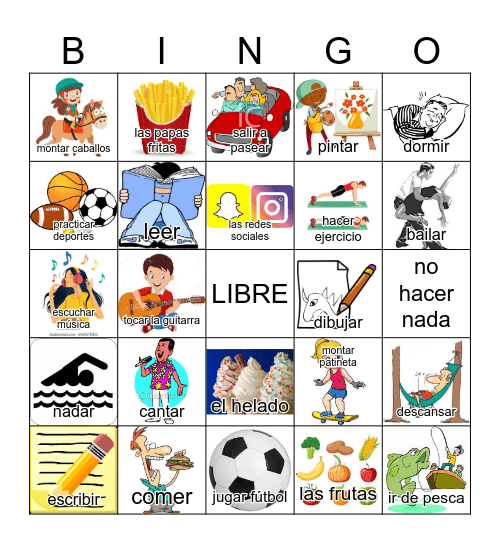 ¿Qué te gusta hacer? Captions Bingo Card