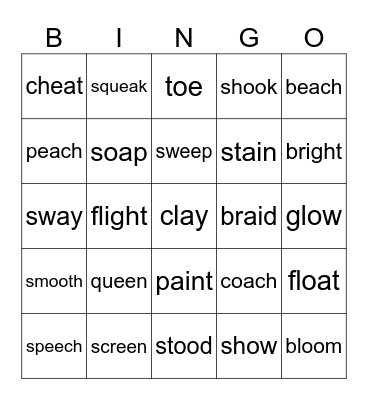 Vowel Teams bingo Card