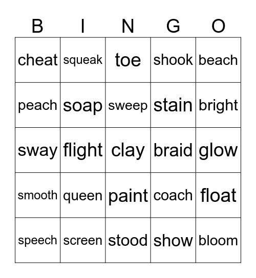 Vowel Teams bingo Card