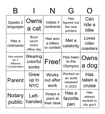 Audit Bureau Bingo Card