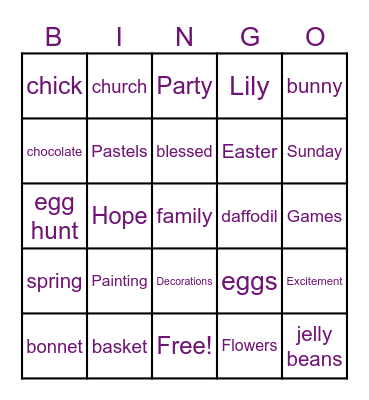 Easter Bingo Card