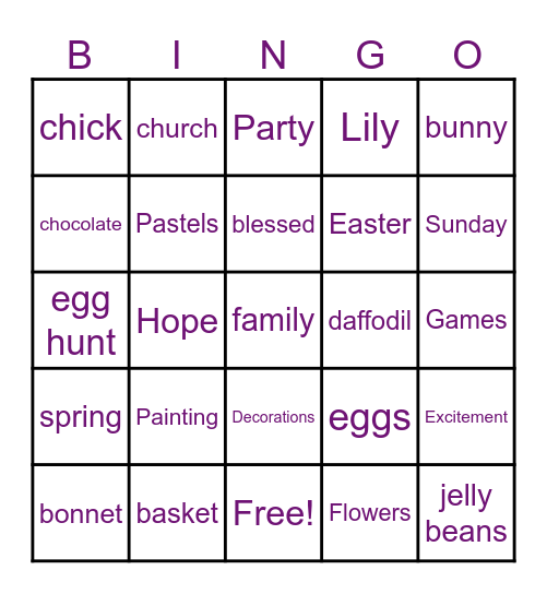 Easter Bingo Card