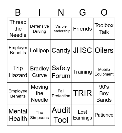 Safety Bingo Card