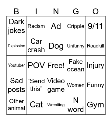 Instagram bingo Card
