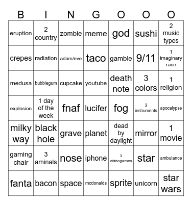 gojo daddy Bingo Card