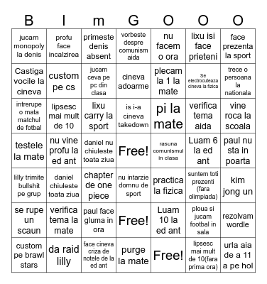 Se moare Bingo Card