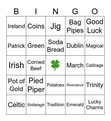 Pot O' Gold Bingo Card