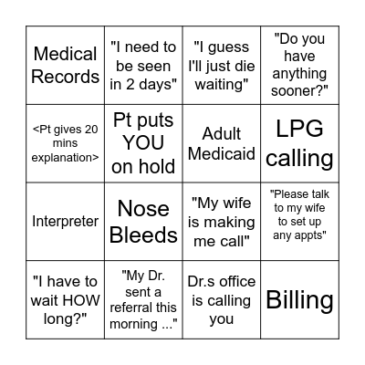 PHONES Bingo Card