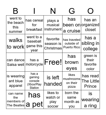 FIND SOMEONE WHO... Bingo Card
