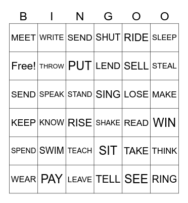 IRREGULAR VERBS Bingo Card