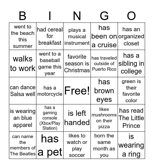 FIND SOMEONE WHO... Bingo Card