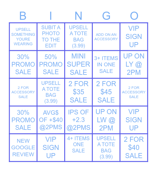 ALLY BINGO Card