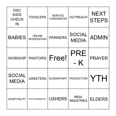 DREAM TEAM Bingo Card