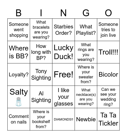 Kayla Fizz & Fizz Bingo Card