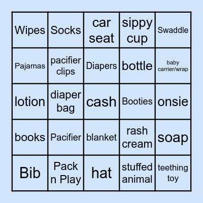 Baby Shower Bingo Card