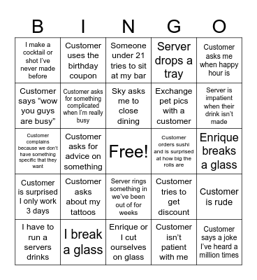 Workin hard or hardly workin Bingo Card