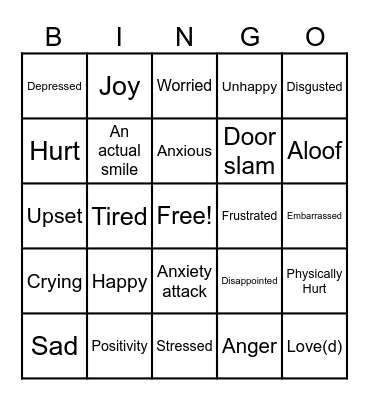 Day to day Bingo Card